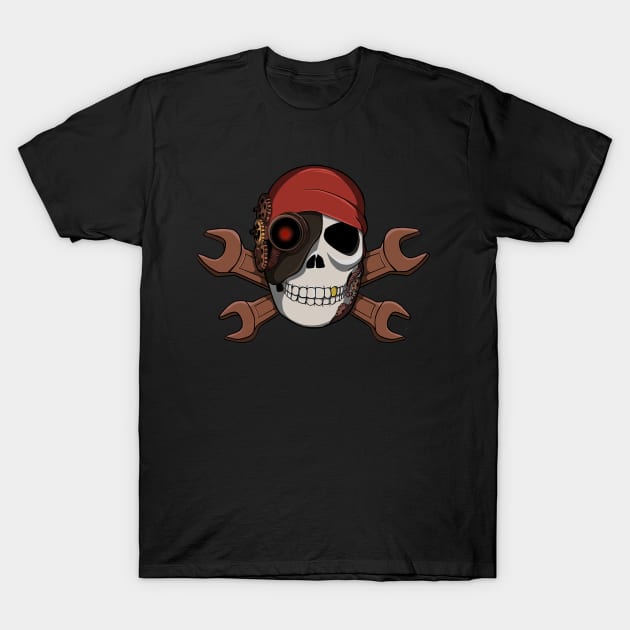 Steampunk Pirate Skull T-Shirt by CraftyNinja